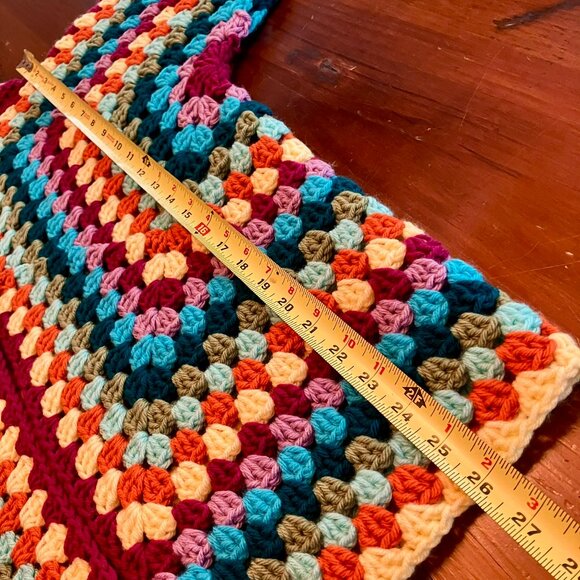 Cardigan Sweater Multicolor Handmade Crochet with 2 Buttons Large - Picture 6 of 9